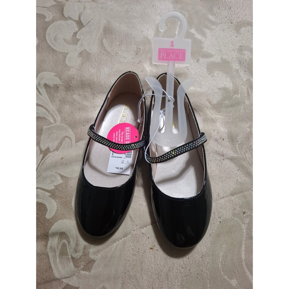 Children's Place Girls Size 1 Mary Jane Dress Shoe with Sparkle Strap
